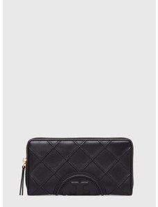 Δερμάτινο πορτοφόλι Tory Burch Fleming Soft Zip Continental Wallet γυναικείο, χρώμα: μαύρο, 140344.001