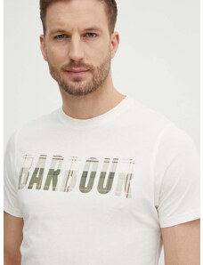 Βαμβακερό μπλουζάκι Barbour ανδρικά, χρώμα: μπεζ