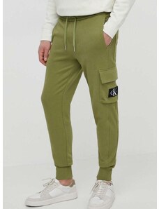 Βαμβακερό παντελόνι Calvin Klein Jeans χρώμα: πράσινο