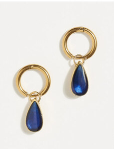 Gkstores Tivoli σκουλαρίκια με μπλε σμάλτο και χρυσό υποαλλεργικo κούμπωμα κρίκο