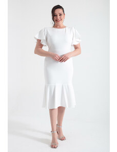 Lafaba Women's White Plus Size Flounce Dress