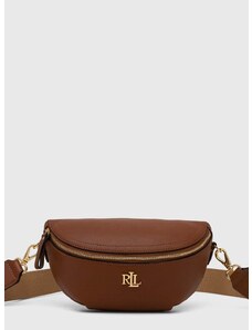 Δερμάτινη τσάντα Lauren Ralph Lauren χρώμα: καφέ