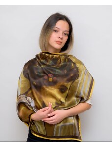 Ancient Greek Scarves Bronze pure silk scarf in square cut
