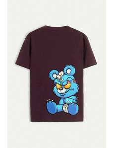 UnitedKind Mad Blue Bear, T-Shirt σε μπορντώ χρώμα