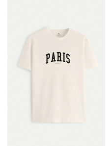 UnitedKind Paris Letters, T-Shirt σε εκρού χρώμα