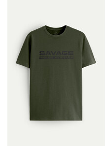 UnitedKind Savage Not Average, T-Shirt σε χακί χρώμα