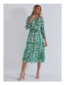 Celestino Εμπριμέ ημιδιάφανο φόρεμα με ζώνη πρασινο για Γυναίκα