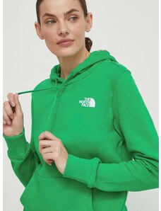 Βαμβακερή μπλούζα The North Face γυναικεία, χρώμα: πράσινο, με κουκούλα, NF0A7X2TPO81