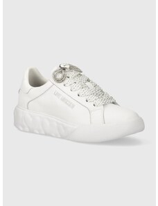 Δερμάτινα αθλητικά παπούτσια Love Moschino χρώμα: άσπρο, JA15554G0IIA0100