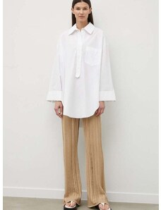 Βαμβακερή μπλούζα By Malene Birger γυναικεία, χρώμα: άσπρο