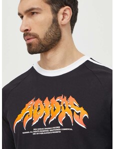 Βαμβακερή μπλούζα με μακριά μανίκια adidas Originals Flames χρώμα: μαύρο, IS0206