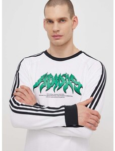 Βαμβακερή μπλούζα με μακριά μανίκια adidas Originals Flames χρώμα: άσπρο, IS2917