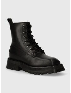 Δερμάτινες μπότες DKNY Farren γυναικείες, χρώμα: μαύρο, K2438890