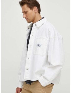 Τζιν μπουφάν Calvin Klein Jeans ανδρικό, χρώμα: άσπρο, J30J324869