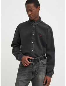 Τζιν πουκάμισο Diesel D-SIMPLY CAMICIA ανδρικό, χρώμα: μαύρο, A03534.068KE