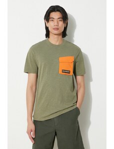 Βαμβακερό μπλουζάκι Napapijri S-Tepees ανδρικό, χρώμα: πράσινο, NP0A4HQJGAE1