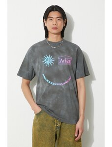 Βαμβακερό μπλουζάκι Aries Grunge Happy Dude SS Tee ανδρικό, χρώμα: γκρι, SUAR60014X