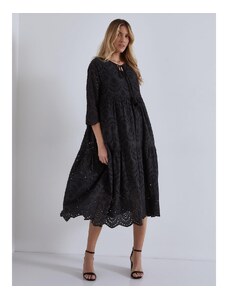 Celestino Κεντητό διάτρητο φόρεμα με δέσιμο μαυρο για Γυναίκα
