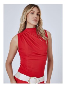 Celestino Αμάνικη μπλούζα με σούρες κοκκινο για Γυναίκα