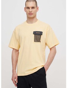 Βαμβακερό μπλουζάκι Columbia Painted Peak ανδρικό, χρώμα: κίτρινο, 2074481