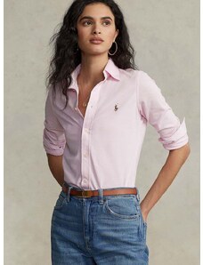 Βαμβακερό πουκάμισο Polo Ralph Lauren χρώμα: ροζ,