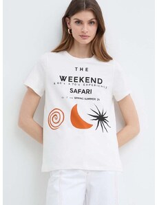 Βαμβακερό μπλουζάκι Weekend Max Mara γυναικεία, χρώμα: μπεζ