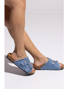 LOVEFASHIONPOINT Sandals Γυναικεία Γαλάζια Μπλε Τζιν Υφασμάτινα