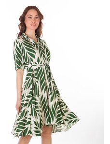 FREE WEAR Φόρεμα Γυναικείο με Print - Πράσινο - 004005