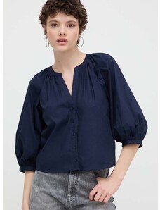 Βαμβακερό πουκάμισο Desigual GISELLE χρώμα: ναυτικό μπλε, 24SWBW12