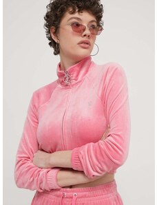 Βελούδινη μπλούζα Juicy Couture χρώμα: ροζ