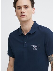 Βαμβακερό μπλουζάκι πόλο Tommy Jeans χρώμα: ναυτικό μπλε, DM0DM18927