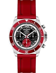 AQUADIVER Force Master Chronograph - SS23086G14, Silver case with Red Rubber Strap