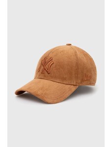 Κοτλέ καπέλο μπέιζμπολ New Era χρώμα: καφέ, NEW YORK YANKEES