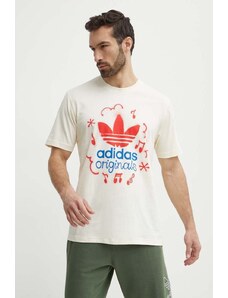 Βαμβακερό μπλουζάκι adidas Originals ανδρικό, χρώμα: μπεζ, IS2895