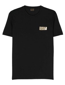 EA7 Emporio Armani T-shirt κανονική γραμμή μαύρο βαμβακερό