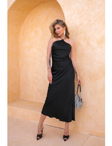 Joy Fashion House Save μακρύ φόρεμα τύπου σατέν με strass μαύρο