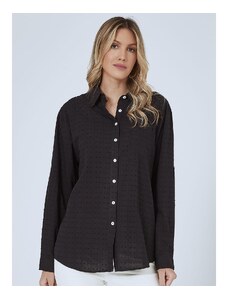 Celestino Βαμβακερό πουκάμισο με ανάγλυφες λεπτομέρειες μαυρο για Γυναίκα