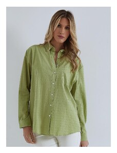 Celestino Βαμβακερό πουκάμισο με ανάγλυφες λεπτομέρειες πρασινο ανοιχτο για Γυναίκα