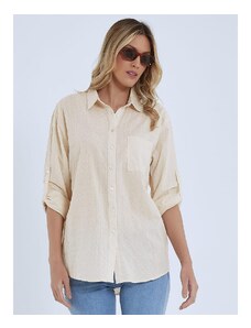 Celestino Βαμβακερό πουκάμισο με ανάγλυφες λεπτομέρειες μπεζ για Γυναίκα