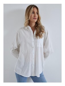Celestino Βαμβακερό πουκάμισο με ανάγλυφες λεπτομέρειες λευκο για Γυναίκα