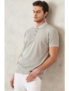 AC&Co / Altınyıldız Classics Ανδρικό Μη Συρρικνούμενο Βαμβακερό Ύφασμα Slim Fit Slim Fit Γκρι Αντιστρεπτικό Polo Neck T-Shirt.