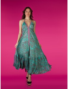 OBI Φόρεμα Γυναικείο με Δέσιμο στο Λαιμό - Αν. Πράσινο - 015001