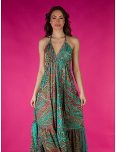 OBI Φόρεμα Γυναικείο με Δέσιμο στο Λαιμό - Πράσινο - 004001