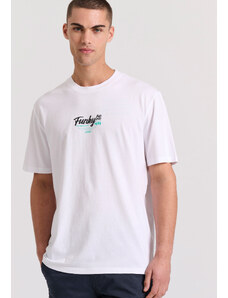 T-shirt με τύπωμα στο στήθος Funky Buddha FBM009-035-04 ΛEYKO