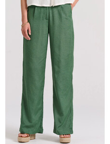 Wide Leg Linen Blend Παντελόνα Με Μονή Πιέτα Funky Buddha FBL009-106-02 MINERAL GREEN