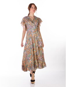 OBI Φόρεμα Γυναικείο με Δέσιμο στο Εμπρός Μέρος - Πορτοκαλί - 009001