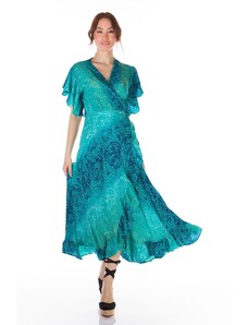 OBI Φόρεμα Γυναικείο με Δέσιμο στο Εμπρός Μέρος - Μπλε - 003001