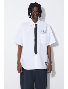 Βαμβακερό πουκάμισο AMBUSH Circle Emblem S/S Shirt ανδρικό, χρώμα: άσπρο, BMGG001S24FAB