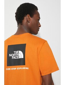 Βαμβακερό μπλουζάκι The North Face M S/S Redbox Tee ανδρικό, χρώμα: πορτοκαλί, NF0A87NPPCO1