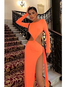 Joy Fashion House Maximo μακρύ φόρεμα cut out πορτοκαλί φλούο